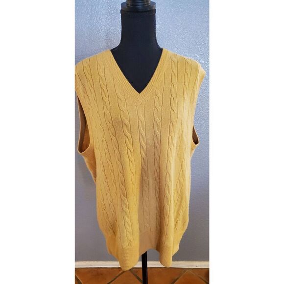 Peter Millar Men's Yellow Mustard Cashmere Knit Vest Sweater Large - Picture 4 of 13